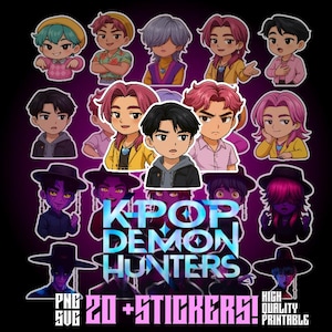 Kpop Demon Hunters Saja Boys Chibi Stickers | 20+ Sticker Bundle (PNG SVG Digital Download)