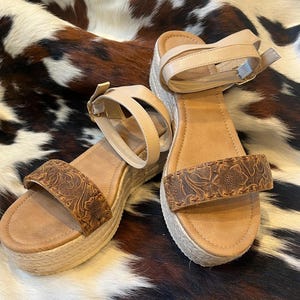Western Leather Wedged Heels