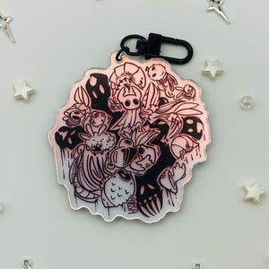 Chaveiro holográfico de Hollow Knight, pingente de acrílico para jogo indie, presente para bolsa de cavaleiro