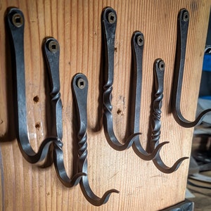 Kitchen hooks (3 hooks), Blacksmithed and Hand Forged