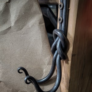 Knotty Double Hooks, Blacksmithed and Hand Forged.  1st Generation