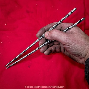 Stainless Steel Chopsticks (One Pair)- Blacksmith, hand forged