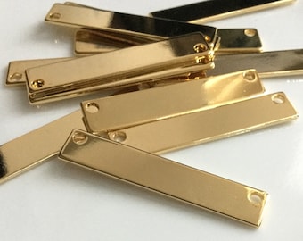 Brass Necklace Bar D583 43x6x3x0.80mm 24 Raw Brass Stamping Necklace Blanks With 1 Hole