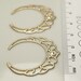 5 Pieces - Raw brass filigree design connector half moon