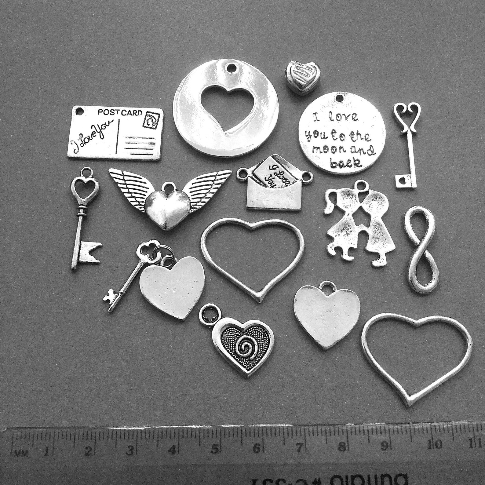 15 Pcs Love Themed Charms Love Charms Heart Themed Charms Etsy