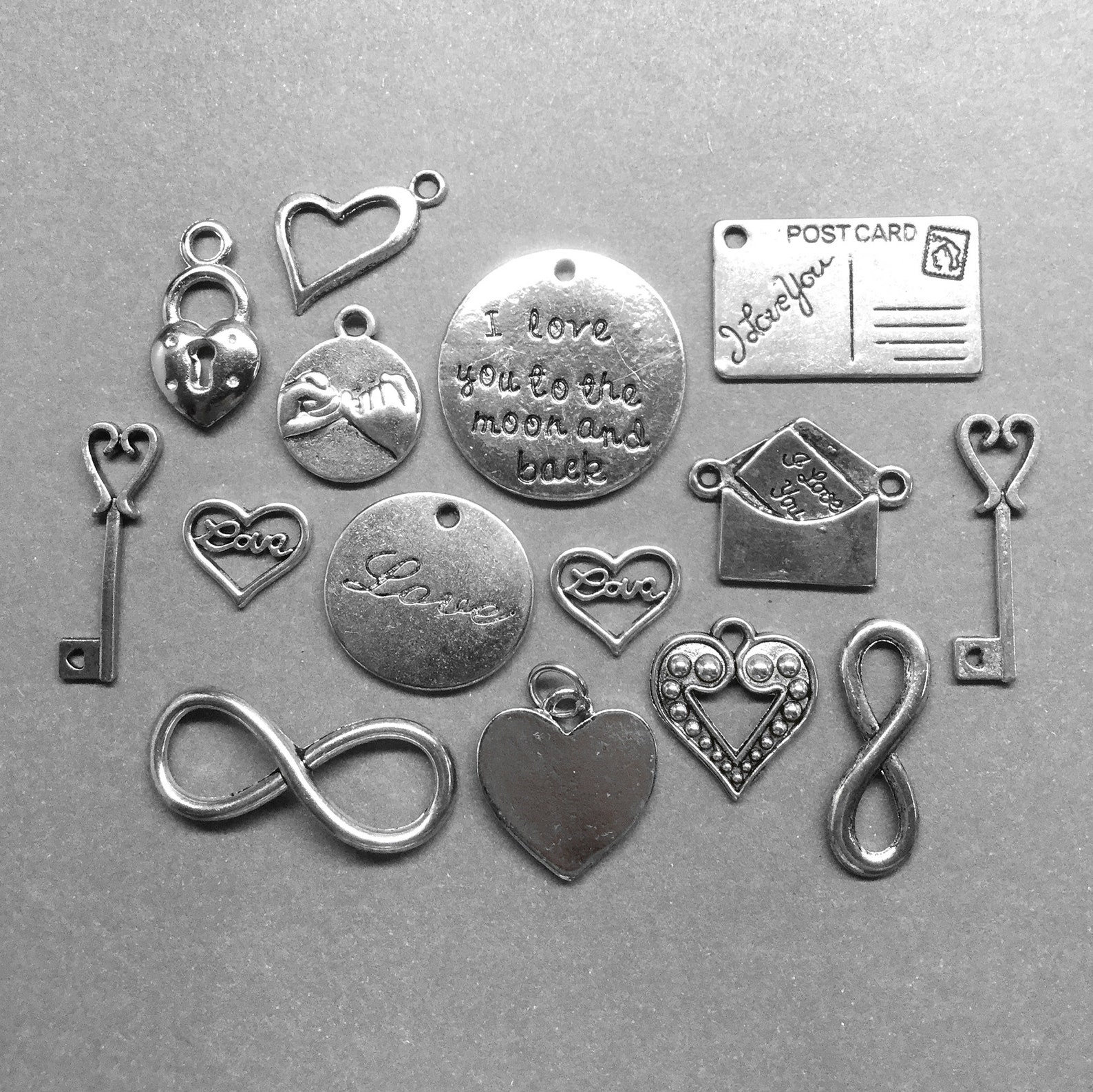 15 Pcs Love Themed Charms Love Charms I Love You Charms Etsy