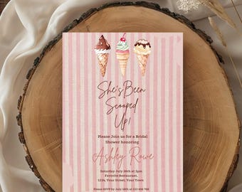 Ice Cream Bridal Shower Invitation: "She's Been Scooped Up" Theme (Digital)