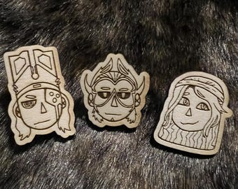 Devil’s Triad Wooden Pins | Warframe Old Peace 1999 | Lyon Roathe Marie | Fan Made