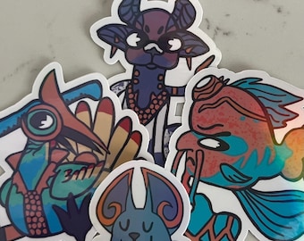 Cavia Bird 3 Tagfer Fibonacci Holographic Warframe Sticker | Fan Made Merch | Video Game Gift