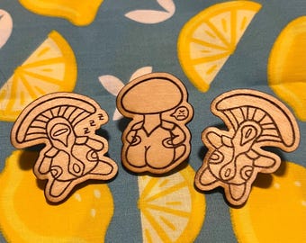 Sprodling Nokko’s Mushrooms Wooden Pin Set || Fan Made Warframe || Video Game Gift