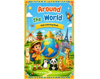 around the world kids colouring book 50 pages