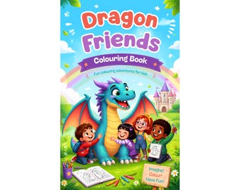 kids colouring book featuring dragons  50 page