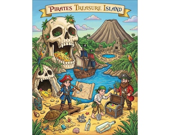kids colouring book featuring pirates 50 pages