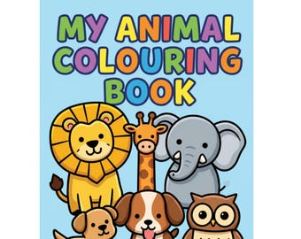 50-page kids colouring book featuring animals