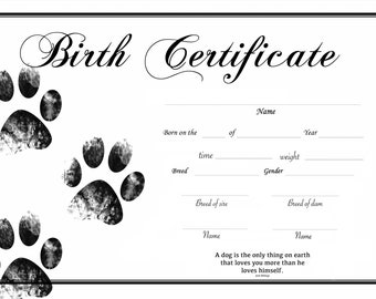 Pet Certificate | Etsy