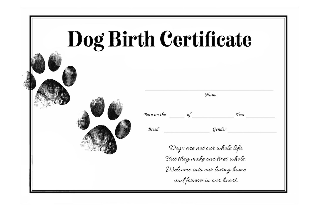 Certificado de nacimiento de perro para niña o niño Cachorro - Etsy España Certificado de nacimiento de perro para niña o niño Cachorro - Etsy España