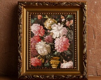 Cottage Core Muted Floral Digital Print for Square Frame House Decor
