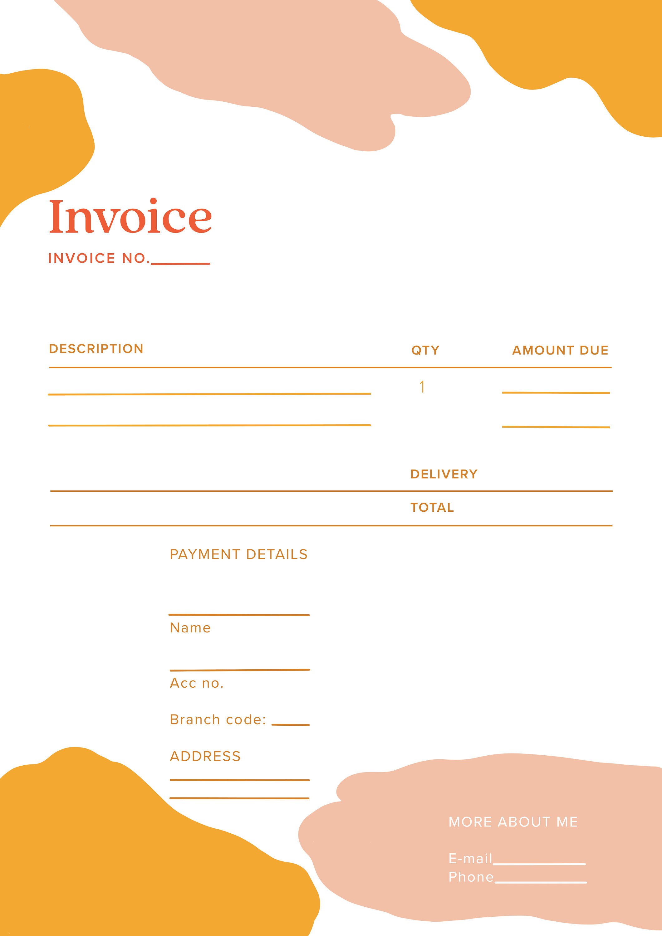 Trendy Invoice Orange Pink Trendy Modern Designer Invoice Template Printable Download ...