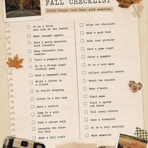 Lista de verificación de otoño (archivo digital para descargar) - Edición de los años 90