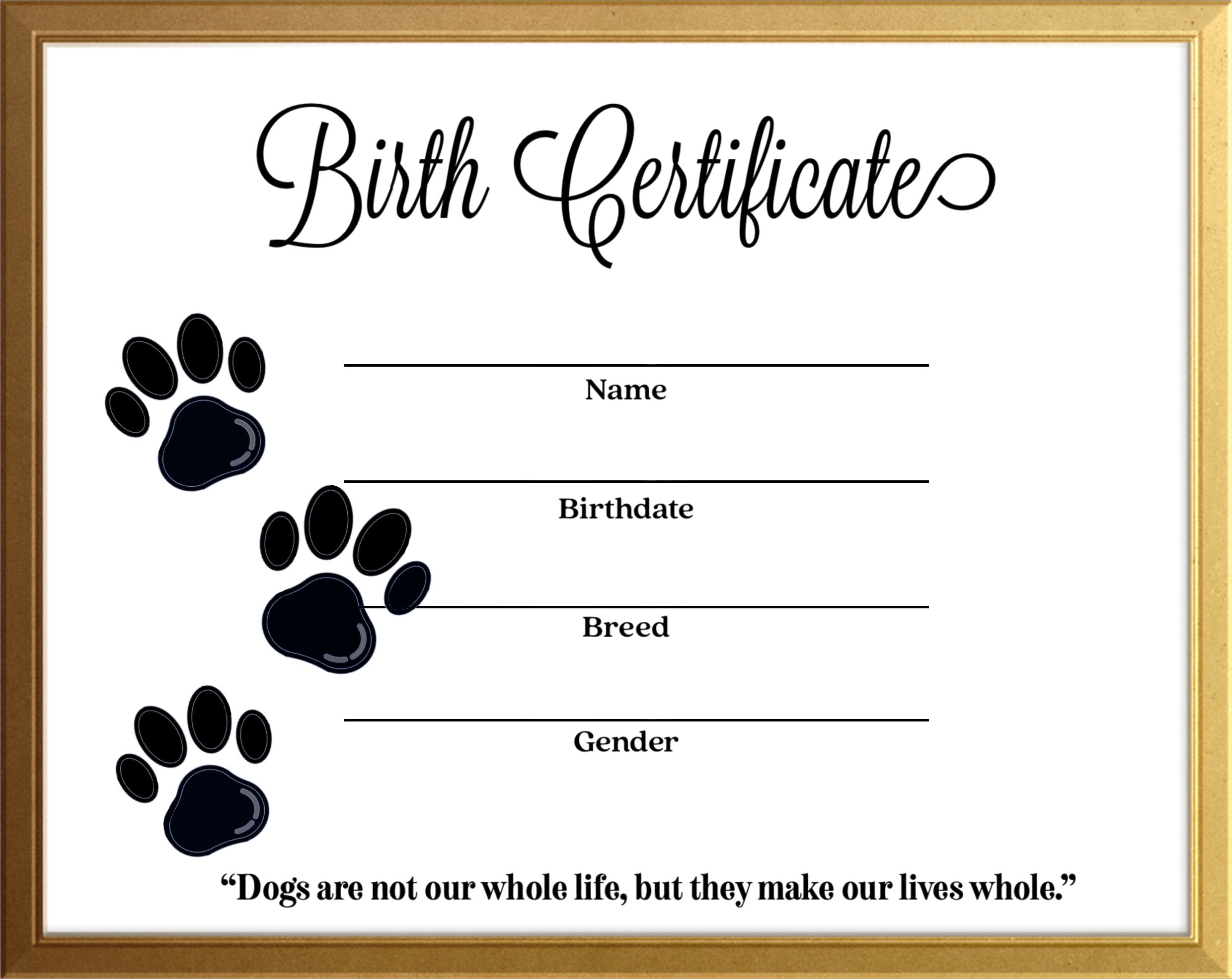 Birth Certificate For Puppies Templates Free