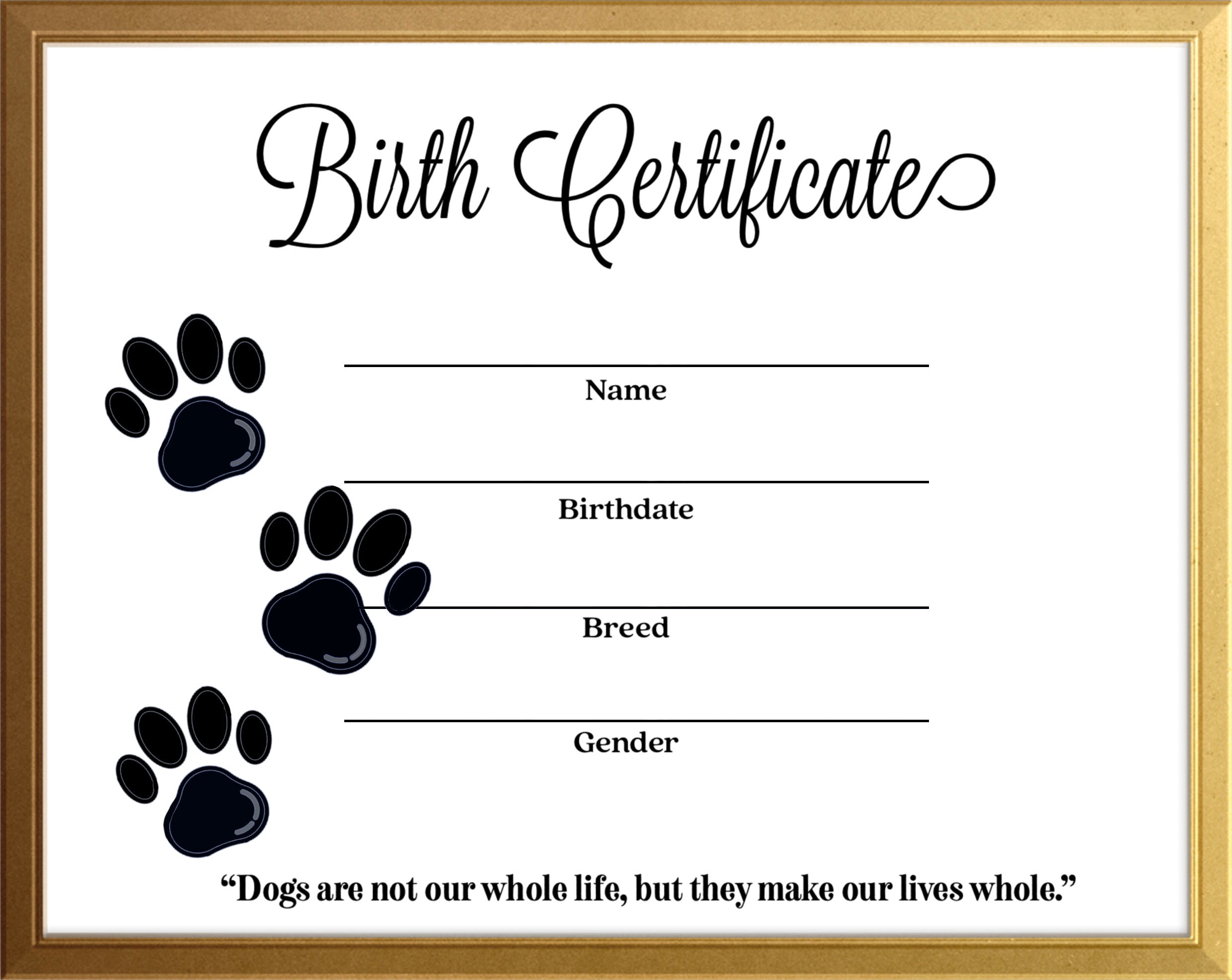 Printable Dog Birth Certificate Printable Coloring Pages