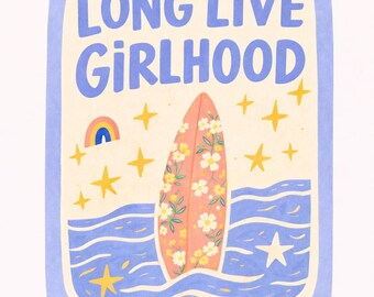 Long Live Girlhood Surf Style Girls Bedroom Digital Download for Wall Art