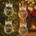 Personalized Christmas Ornament • Custom Name Wooden Bauble • Snowflake or Stars Design product logo