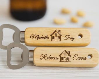 Custom Wooden Bottle Opener, Housewarming Gift for Couples, Fathers Day Beer Gift, Groomsmen Proposal, Engraved Barware, New Home Present