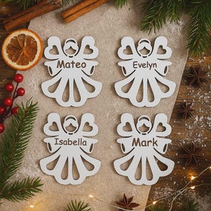 Personalized Wooden Angel Ornament – Custom Name Christmas Keepsake Decor