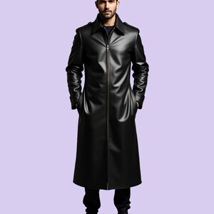 Genuine Leather Men Trench Coat, Handmade Black Leather Stylish Coat, Real Cow Leather Custom Coat, Mens Outfit, Gift For Him