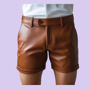 Genuine Leather Men Biker Short, Real Sheep Leather Booty Short, Brown Leather Casual Wear Short, Mens Brown Gym Short, Gift For him