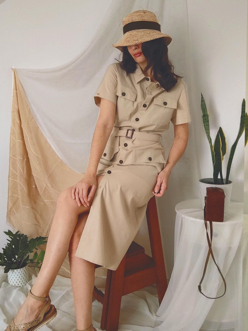 Owlet Safari Linen Midi Dress in Ivory