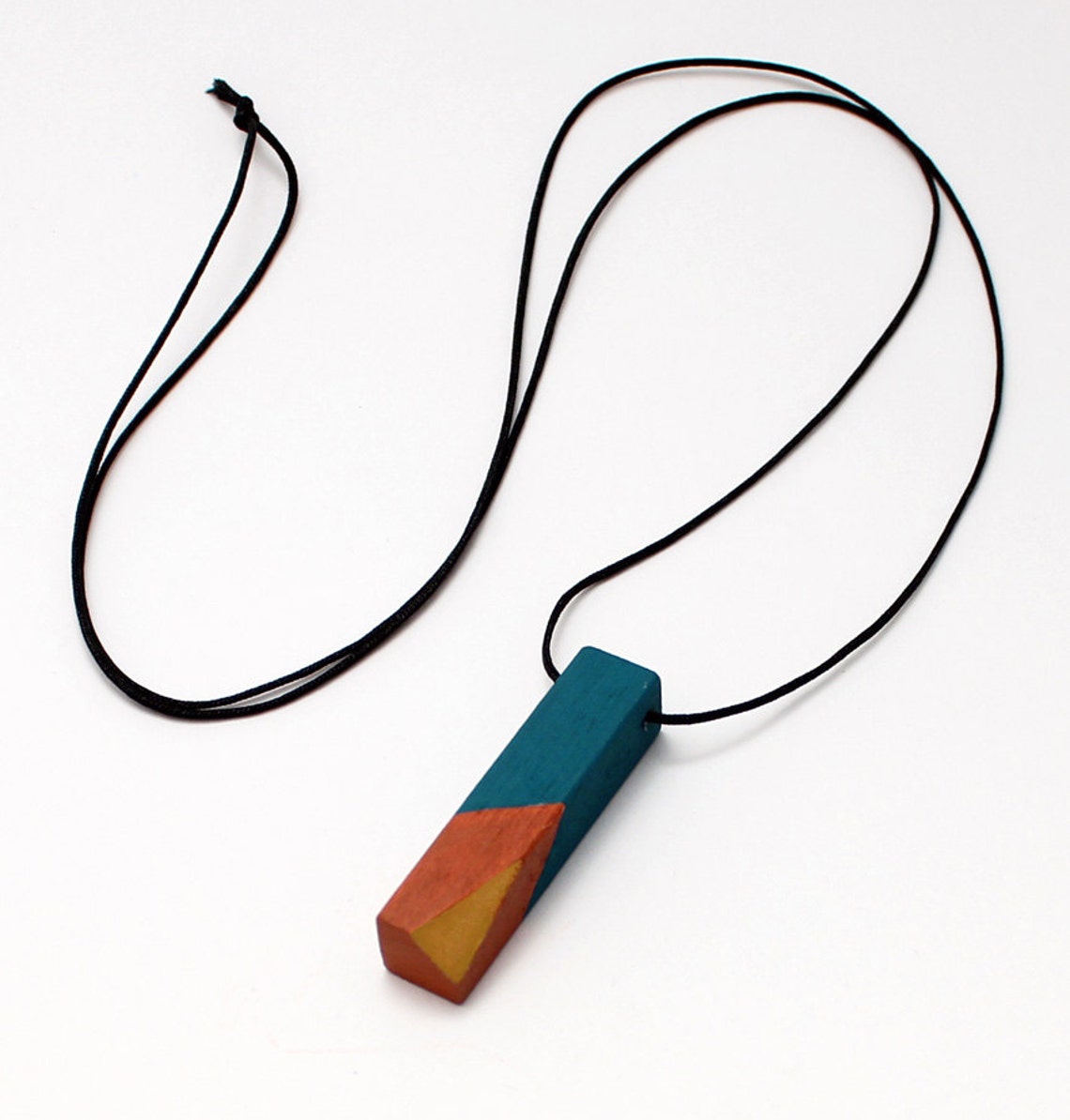 Geometric Wooden Necklace Mustard Yellow Chocolate Brown Etsy