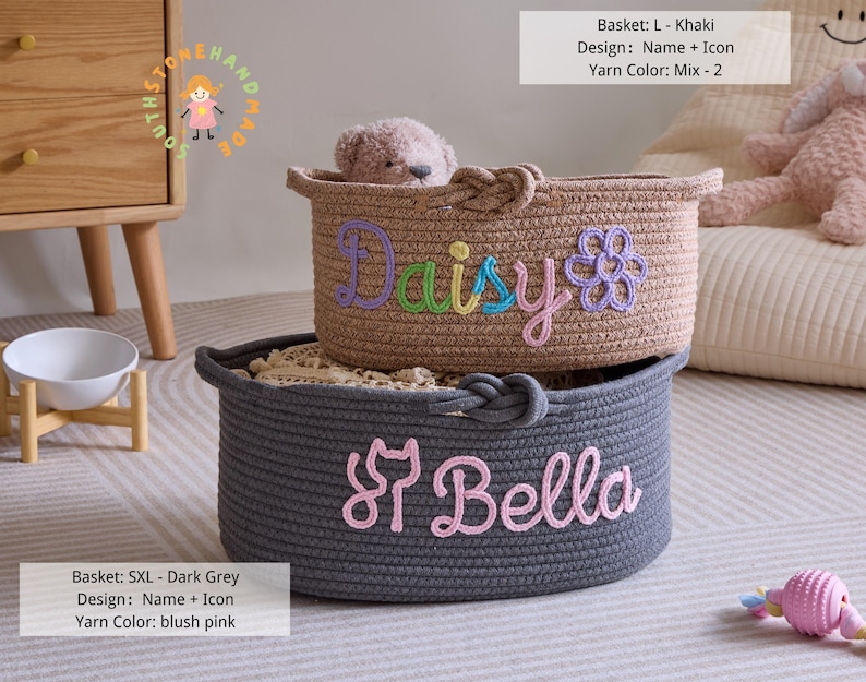 Personalized Dog Toy Basket, Custom Pet Toy Storage Basket with Name, Puppy Toy Box, Dog Gift for New Puppy, Pet Organizer image 13