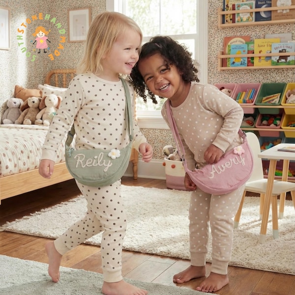 Bolso bandolera infantil personalizado, bolso de hombro personalizado para bebé, regalo de cumpleaños, regalos para guardería, bolso infantil con monograma.