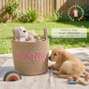 Personalized Dog Toy Basket, Custom Pet Toy Storage Basket with Name, Puppy Toy Box, Dog Gift for New Puppy, Pet Organizer image 14