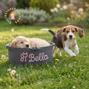 Personalized Dog Toy Basket, Custom Pet Toy Storage Basket with Name, Puppy Toy Box, Dog Gift for New Puppy, Pet Organizer image 18