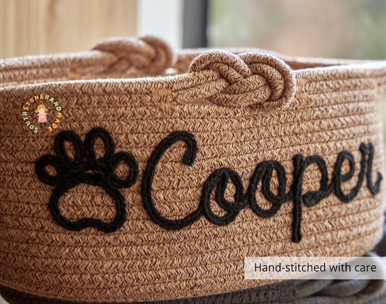 Personalized Dog Toy Basket, Custom Pet Toy Storage Basket with Name, Puppy Toy Box, Dog Gift for New Puppy, Pet Organizer image 3