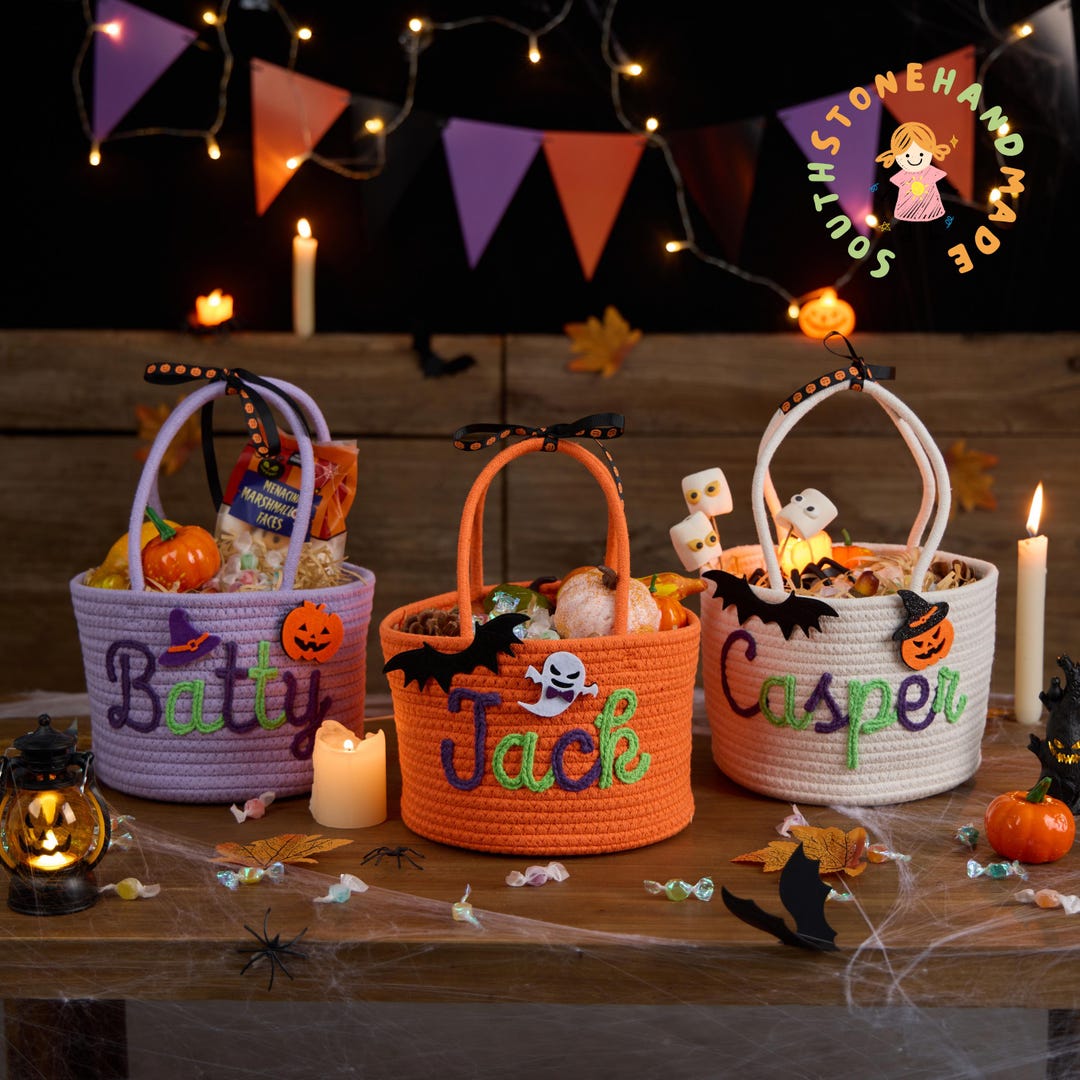 Custom Halloween Treat Bag With Name – Trick or Treat Basket ...