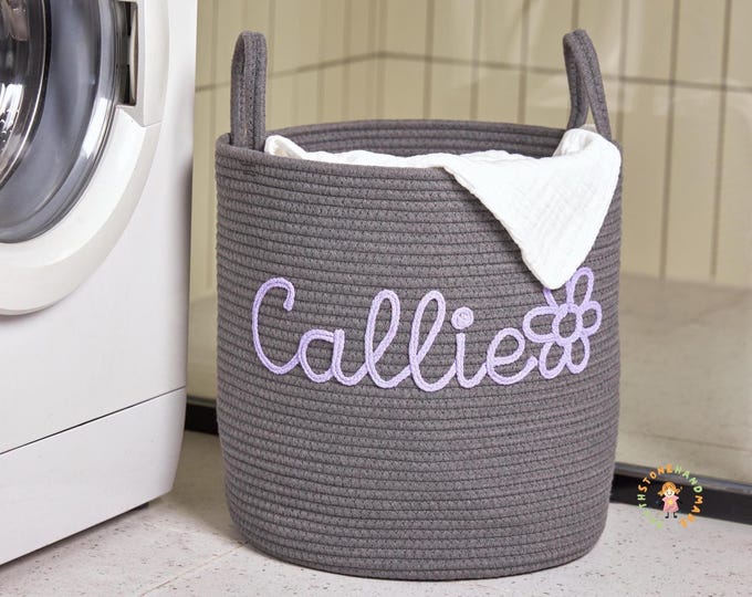 Custom Laundry Basket, Foldable Laundry Hamper, Laundry Bin, Cotton Rope Storage, Laundry Room Decor, Gift for Mom, Home Organizer
