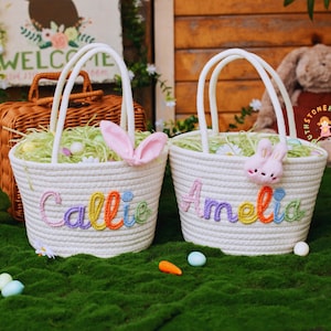 Osterkorb personalisiert mit Namen - Kinder Ostergeschenk, Osterkorb mit Namen, Osterkorb für Jungen & Mädchen, Hasen Cope Korb, Easket Geschenke