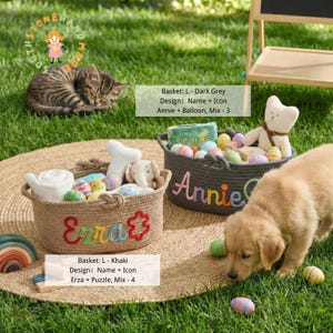 Personalized Dog Toy Basket, Custom Pet Toy Storage Basket with Name, Puppy Toy Box, Dog Gift for New Puppy, Pet Organizer image 16