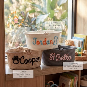Personalized Dog Toy Basket, Custom Pet Toy Storage Basket with Name, Puppy Toy Box, Dog Gift for New Puppy, Pet Organizer image 11
