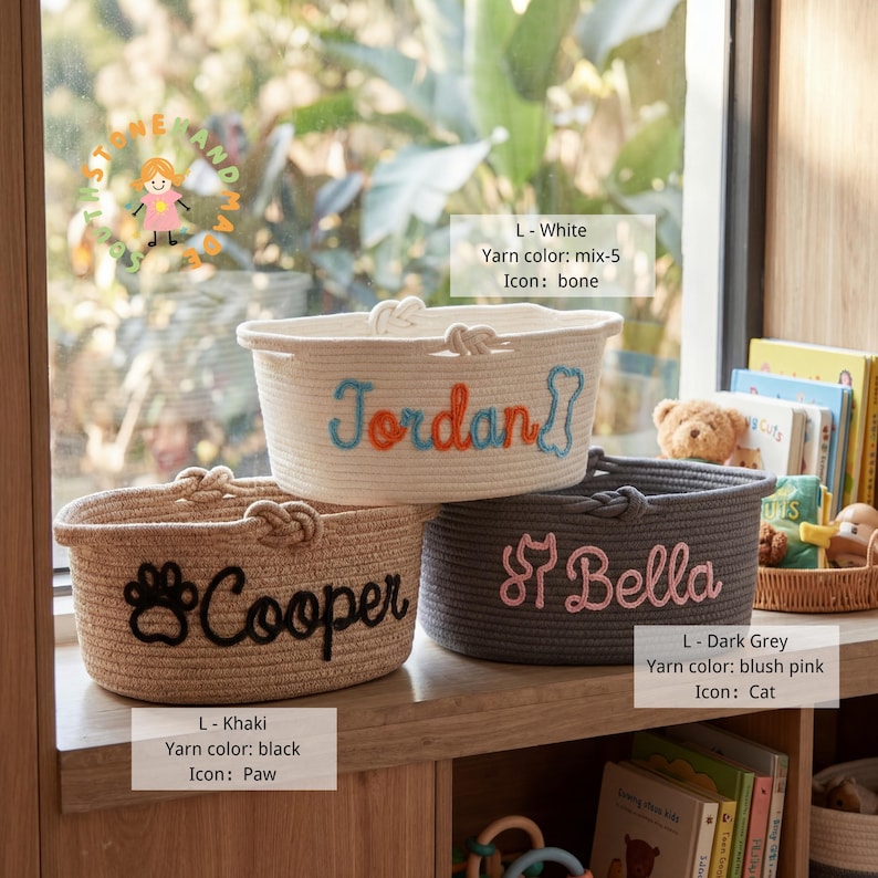 Personalized Dog Toy Basket, Custom Pet Toy Storage Basket with Name, Puppy Toy Box, Dog Gift for New Puppy, Pet Organizer image 11