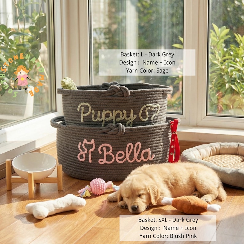 Personalized Dog Toy Basket, Custom Pet Toy Storage Basket with Name, Puppy Toy Box, Dog Gift for New Puppy, Pet Organizer image 12