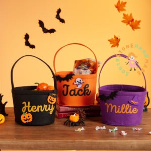 Custom Halloween Treat Bag with Name – Boo-tiful Trick or Treat Basket, Candy Tote, Halloween Basket for Boys & Girls, Halloween Gift