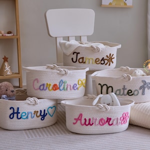 Benutzerdefinierte Baby Name Korb, Baby-Dusche-Geschenk, Neugeborenen Geschenk, Baby-Geschenkkorb, Kinderzimmer Geschenk, Haustier Spielzeug Aufbewahrungskorb, Geschenke für Mädchen Jungen Familie