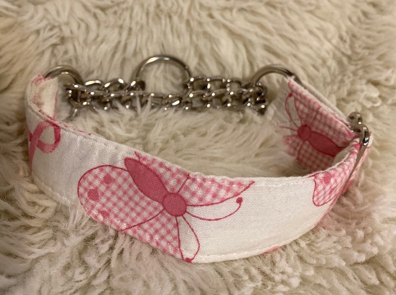 Italian Greyhound Chihuahua 20018 Small Dog Breast Cancer Theme Dog Martingale Collar Fits 6 to 7 MIn Pin Chinese Crested