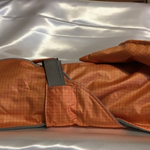 Melon with Grey Check Weather Resistant Dog Coat w/Collar  SIZE 14" (000129-14) MinPins, Italian Greyhound, Chinese Crested