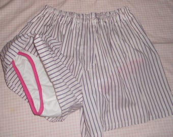 Man boxer shorts attached PUL plastic Diaper cover sissy nappy ABDL